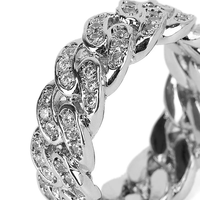 Rin – Bague Chaîne Cubaine Scintillante