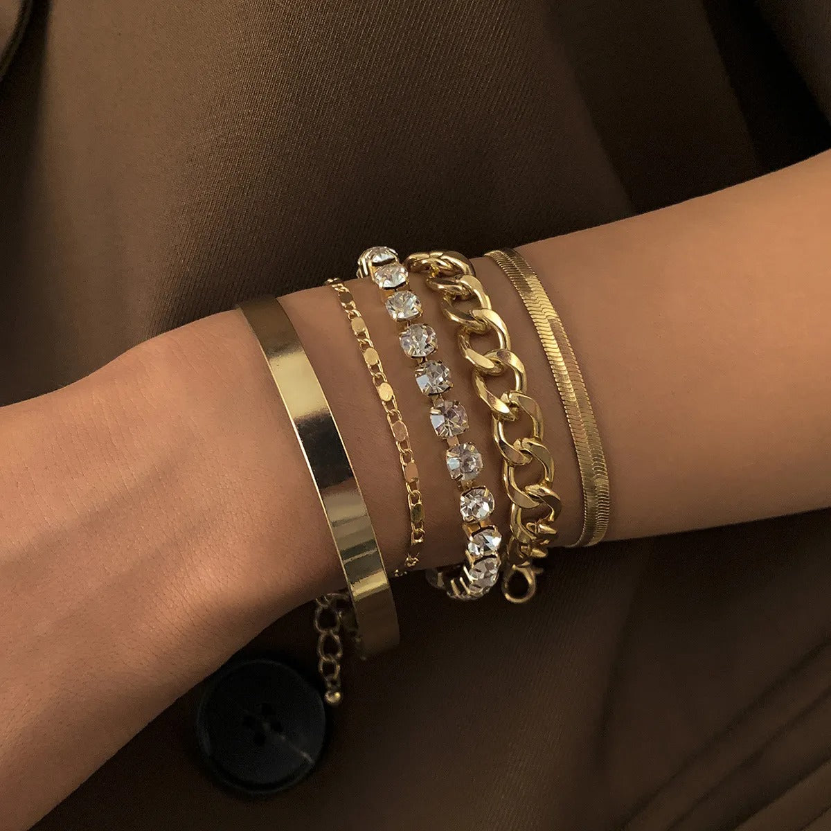 Alyna – Lot de 5 Bracelets Serpent Strass