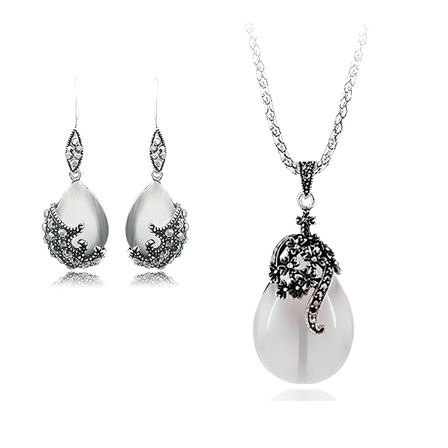 Marion – Bijoux Classiques en Opale Blanche