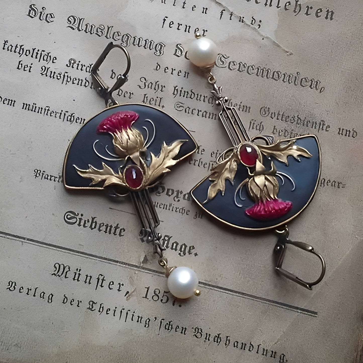 Zahara – Boucles d'oreilles Boho avec Perles et Cristal Rouge
