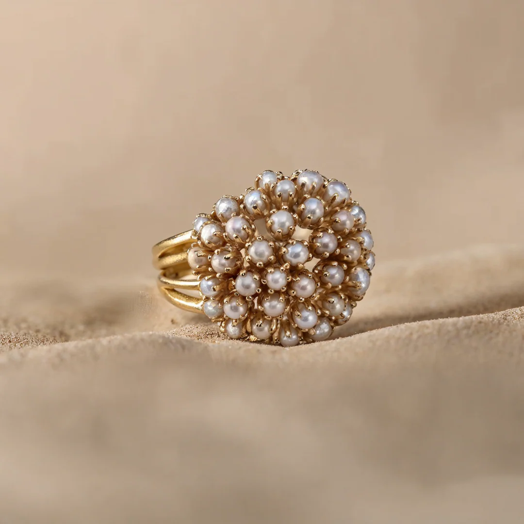 Alma – Bague Dorée Incrustée de Perles