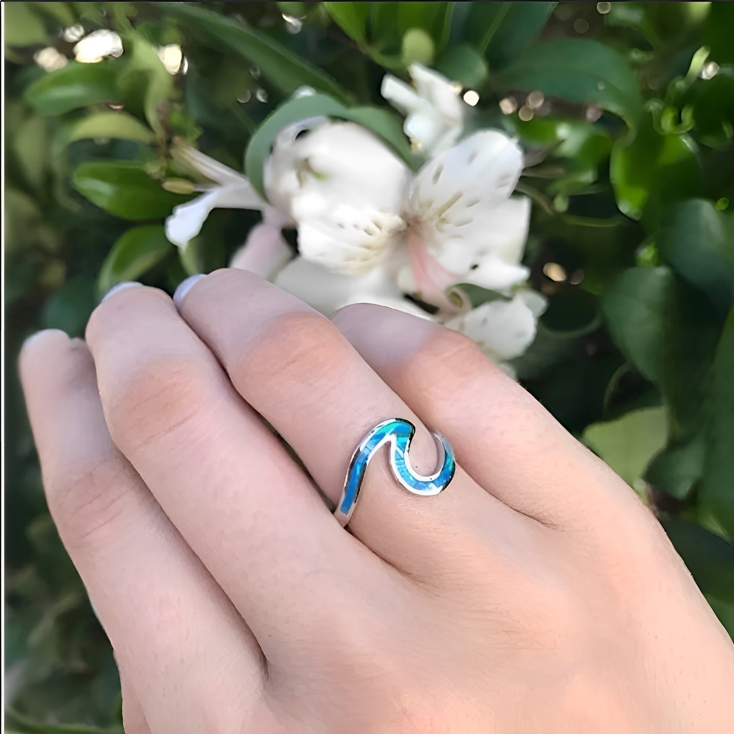 Nerina – Bague Vague Marine en Opale et Argent