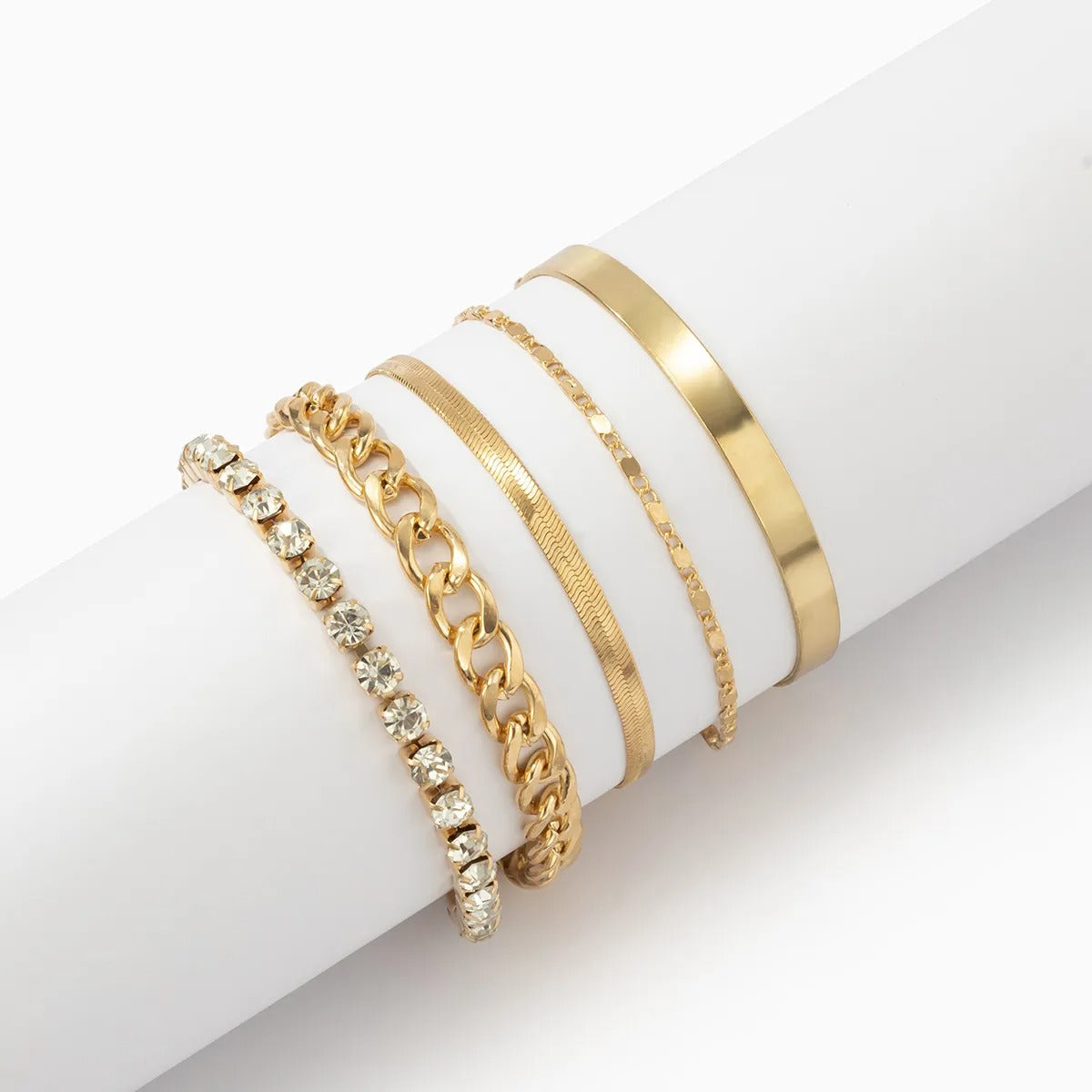 Alyna – Lot de 5 Bracelets Serpent Strass