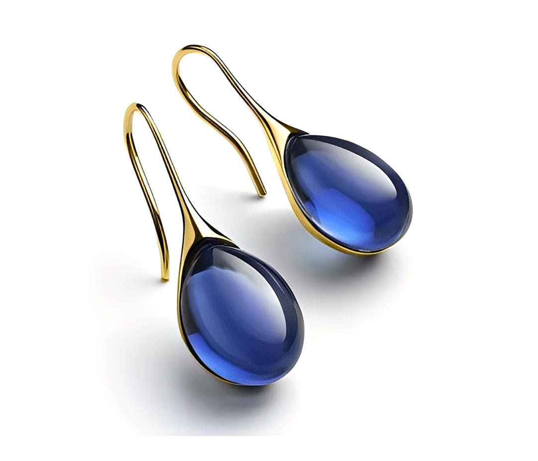 Marion – Boucles d’Oreilles Verre Olive Rétro