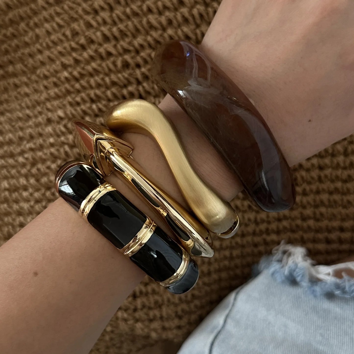 Naomi – Bracelet Bambou à Blocs de Couleurs