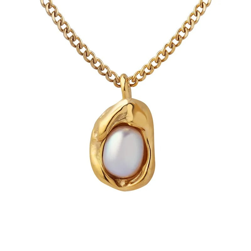 Lorena – Collier Pendentif Perle Baroque Minimaliste