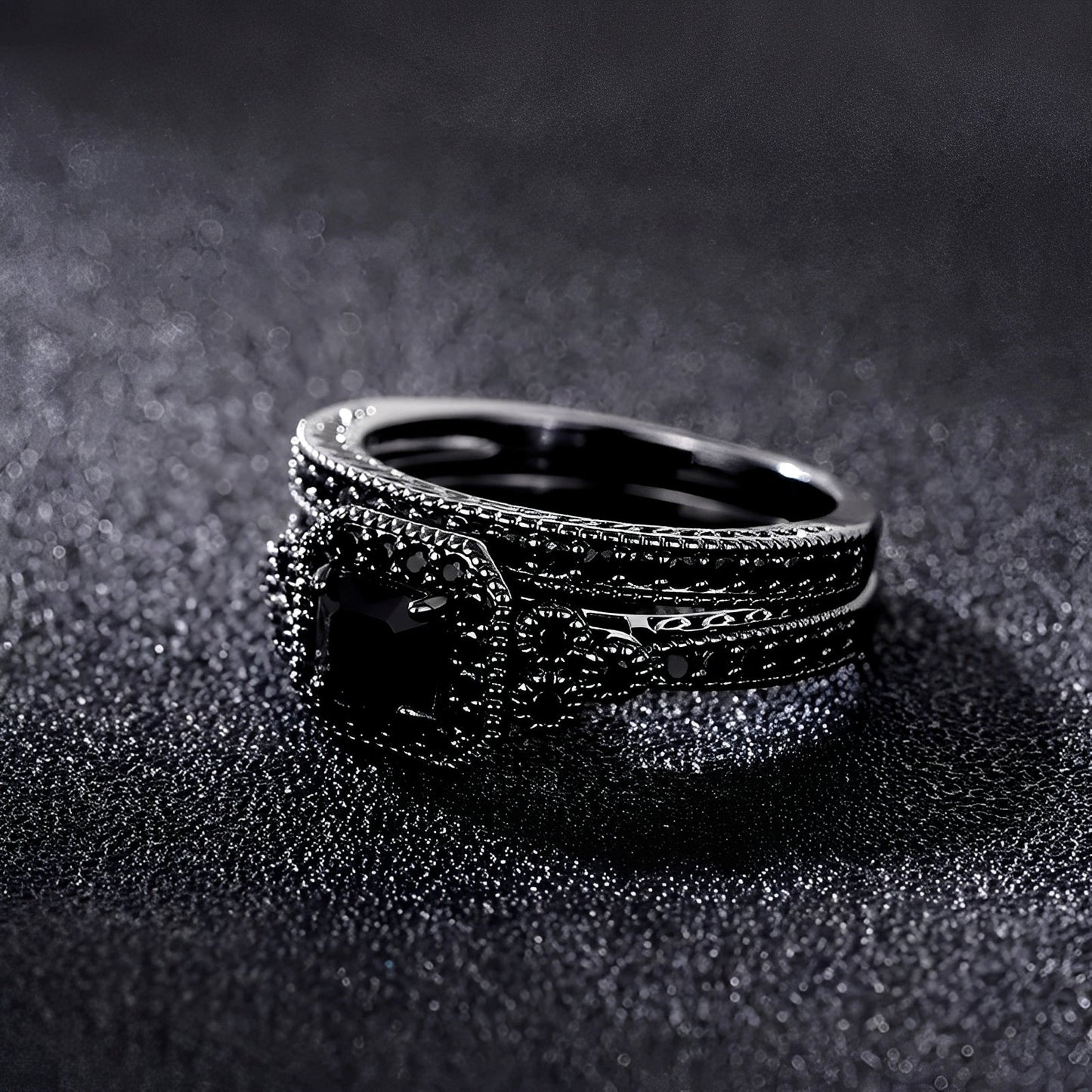 Adrian – Ensemble de Bagues Vintage en Noir