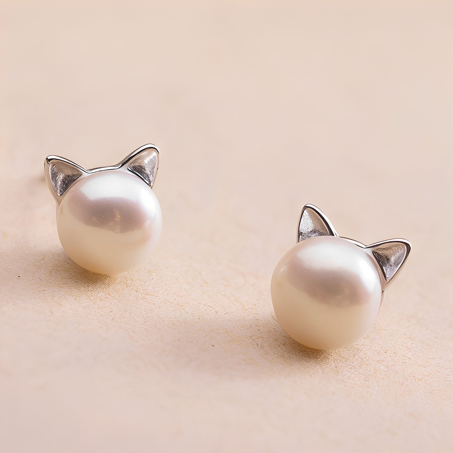 Nori – Boucles d'Oreilles Chatons et Perles en Argent