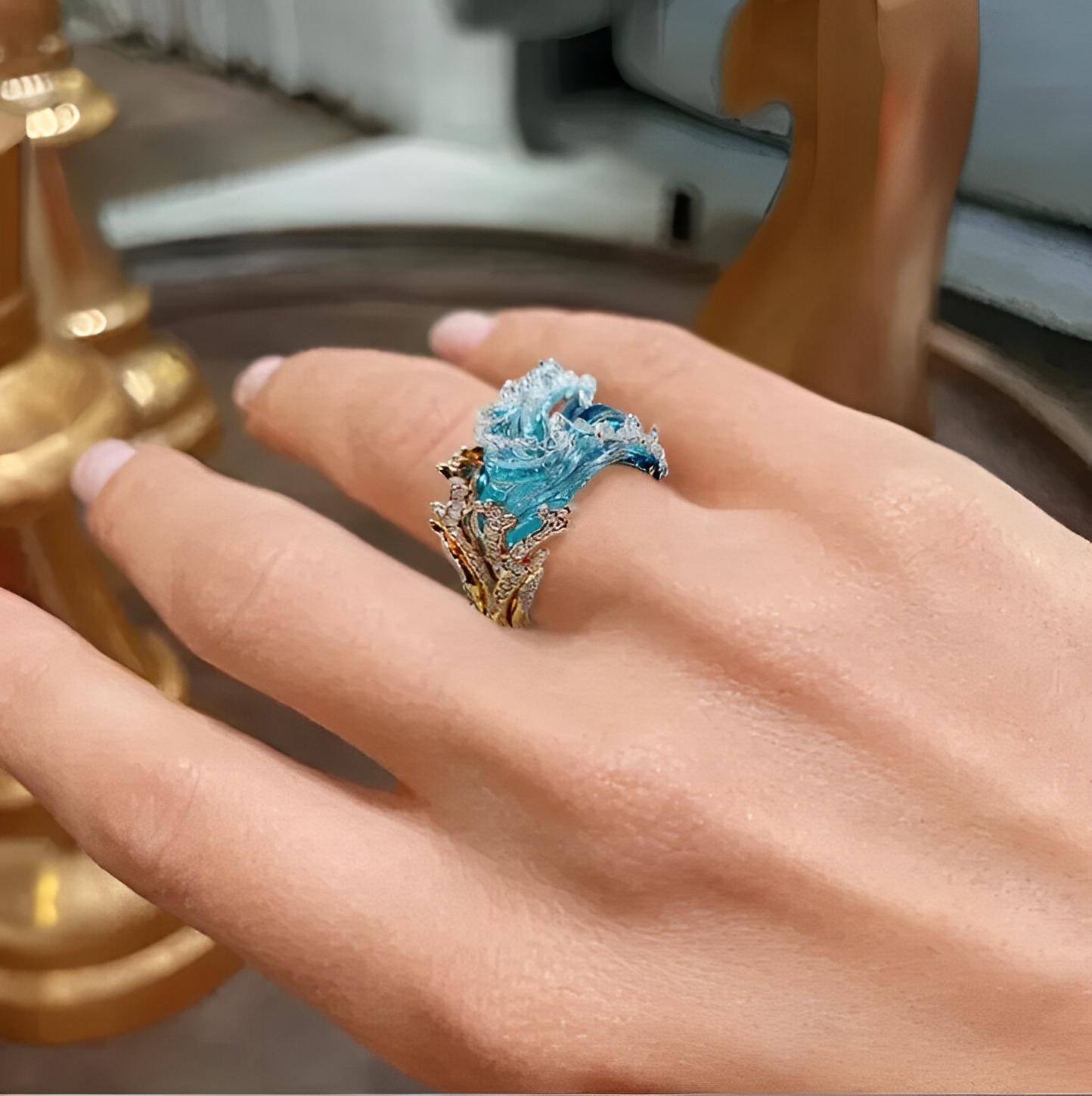 Moana – Bague Dorée Inspirée de l’Océan