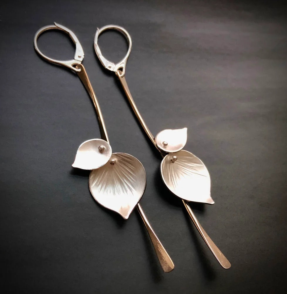 Alira – Boucles d'Oreilles Vintage Feuille en Argent