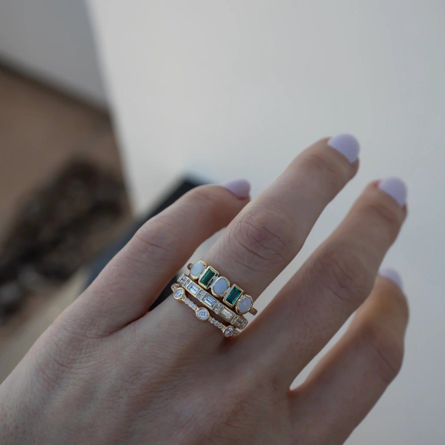 Selene – Bagues Vintage avec Opale Blanche et Verte