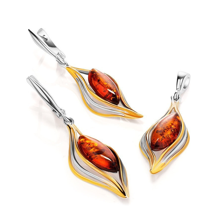 Fianna – Boucles d'Oreilles Vintage avec Pierre de Feu