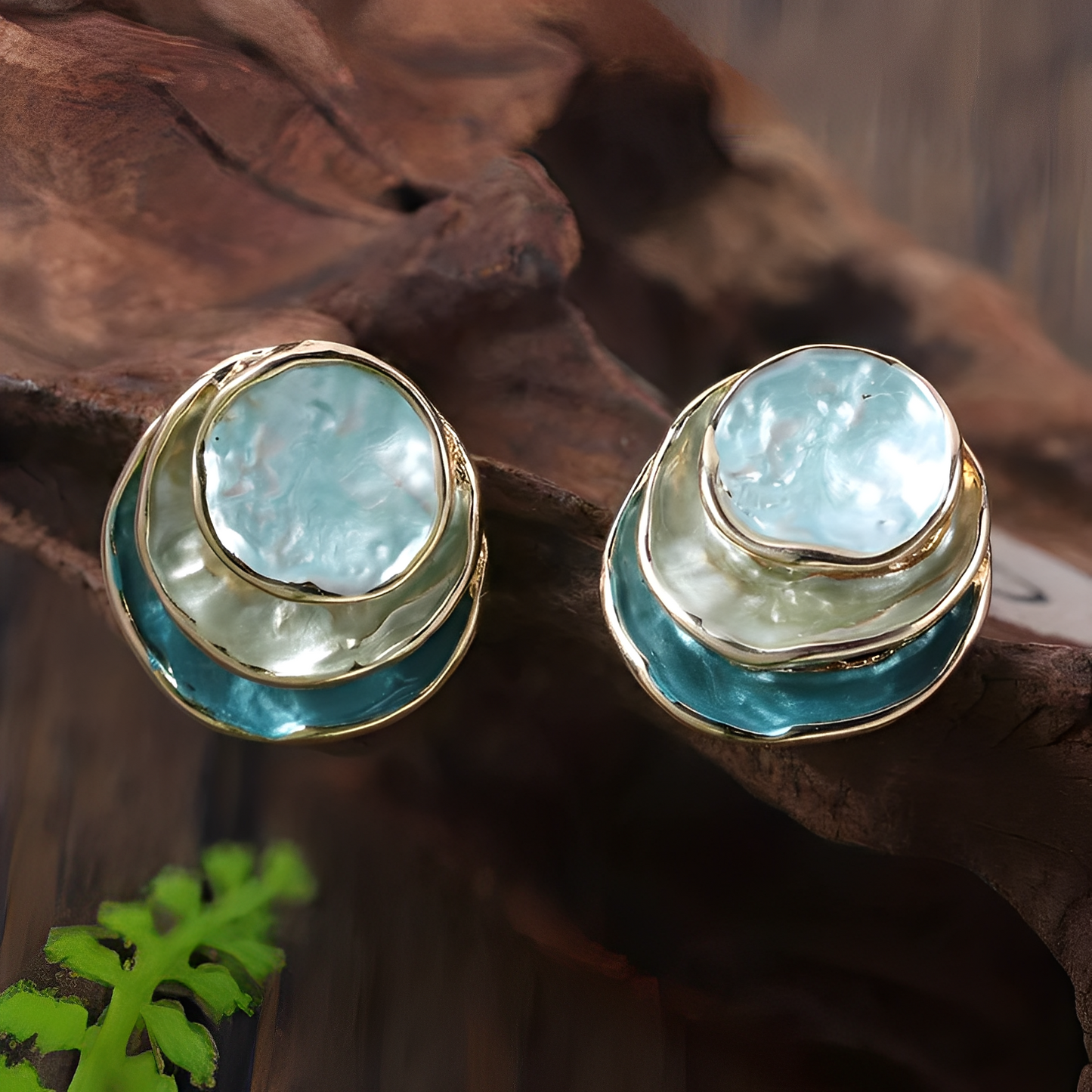 Mireya – Boucles d'Oreilles Vintage Rondes Peintes à la Main en Couches