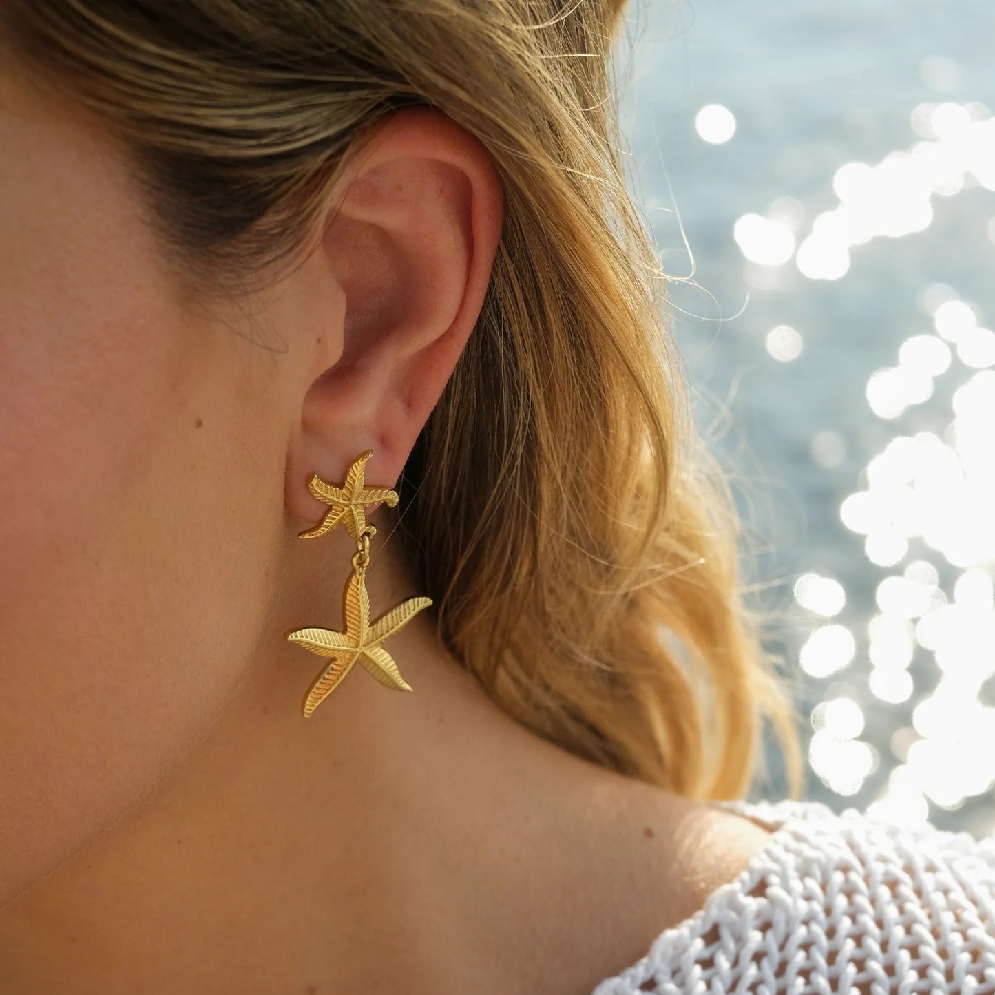 Sanja – Boucles Pendantes Étoile de Mer Dorées