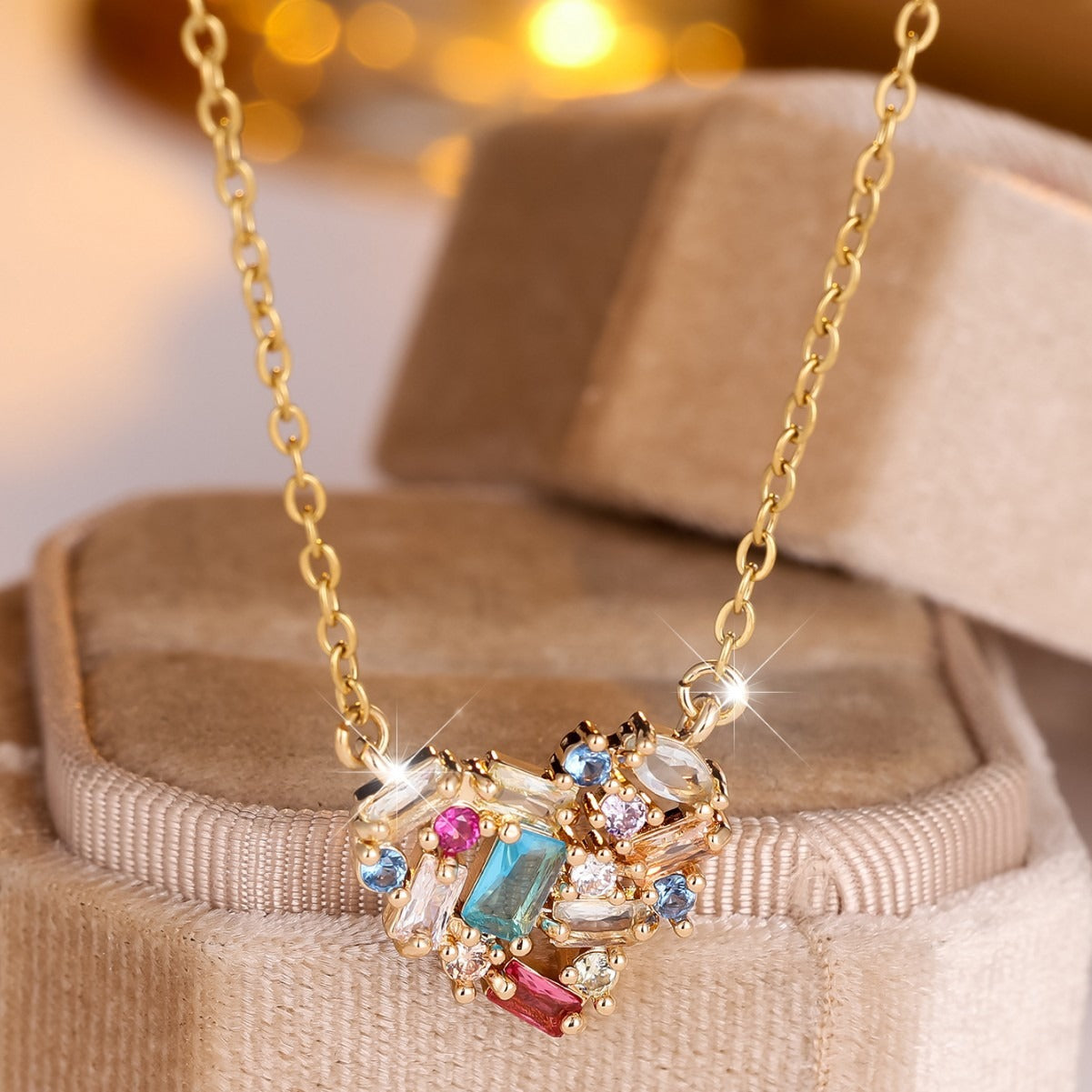 Ariel – Collier Cœur en Cristal Multicolore