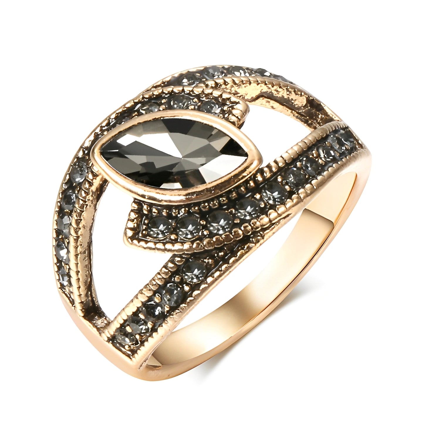 Sheena – Bague Élégante avec Cristal Noir