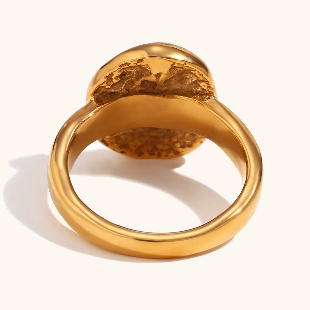 Solenya – Bague Cristal Doré Motif Soleil-Lune