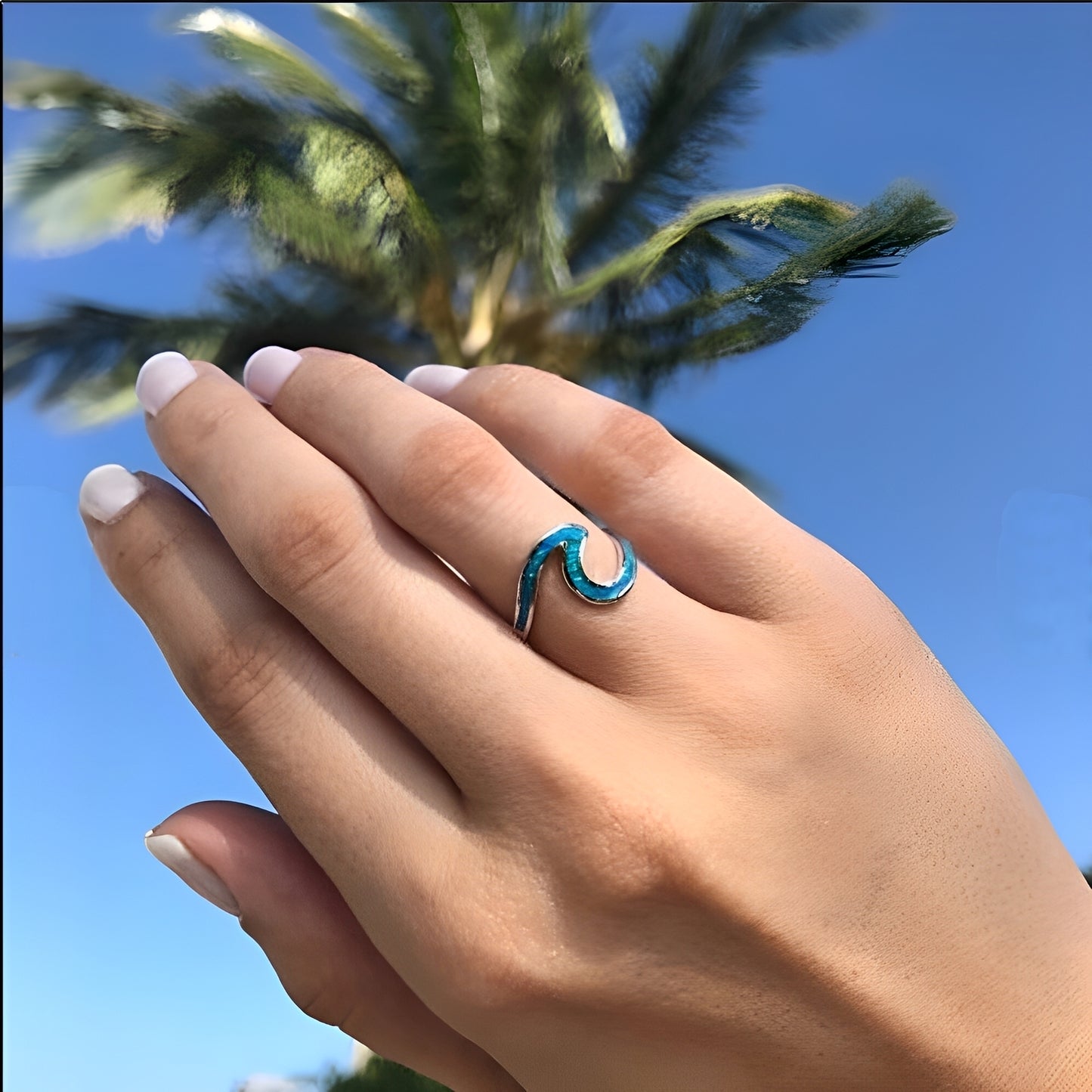 Nerina – Bague Vague Marine en Opale et Argent