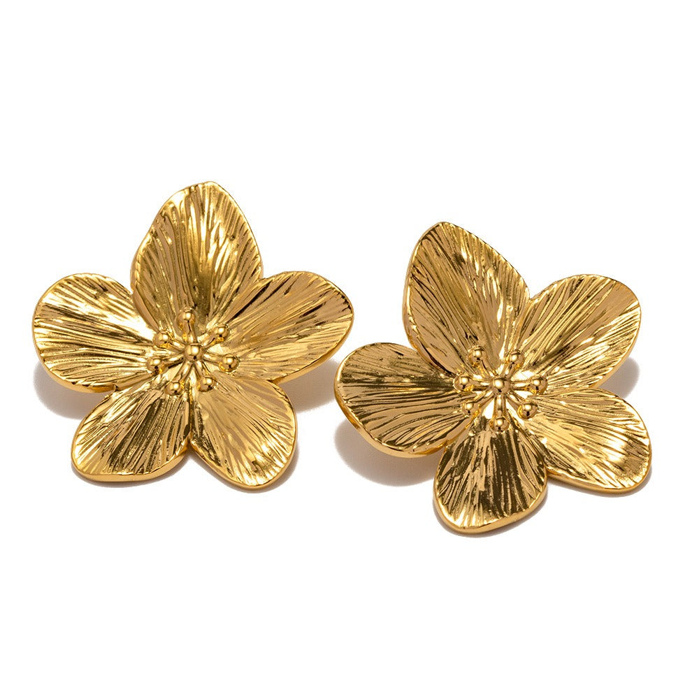 Rianne – Boucles d’Oreilles Fleur Épanouie Dorées