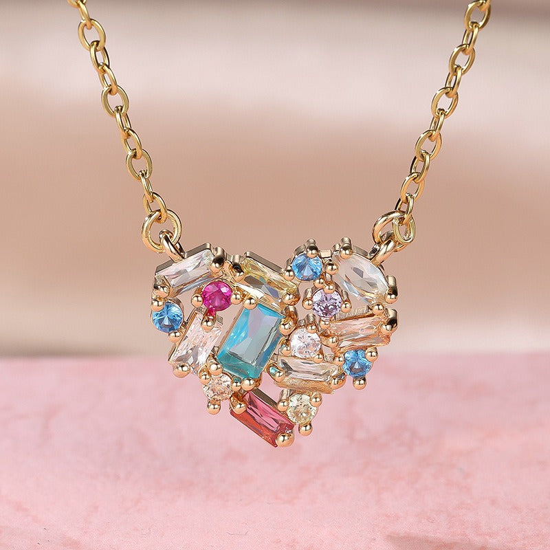Ariel – Collier Cœur en Cristal Multicolore
