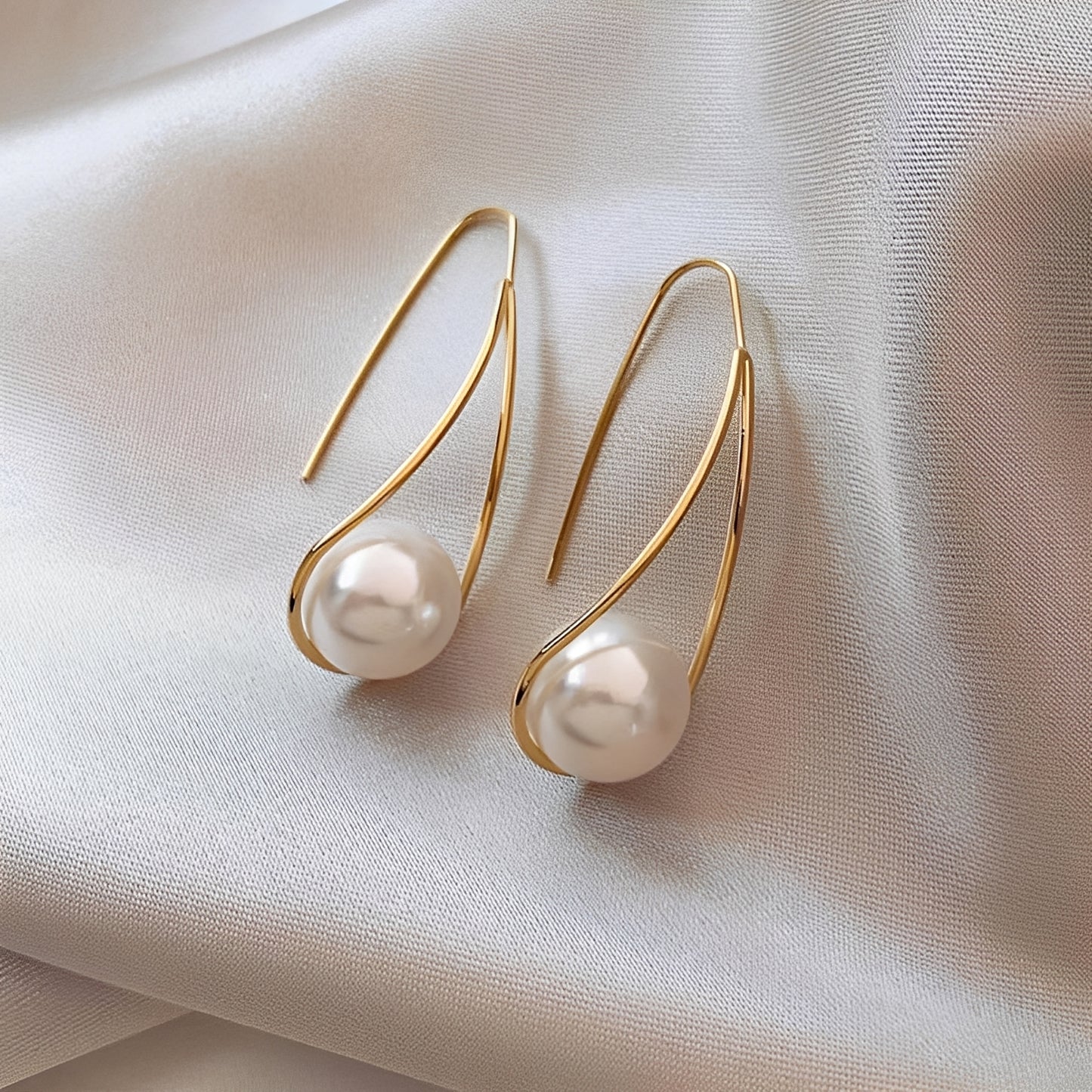 Cameron – Boucles Perles Dorées Pendantes