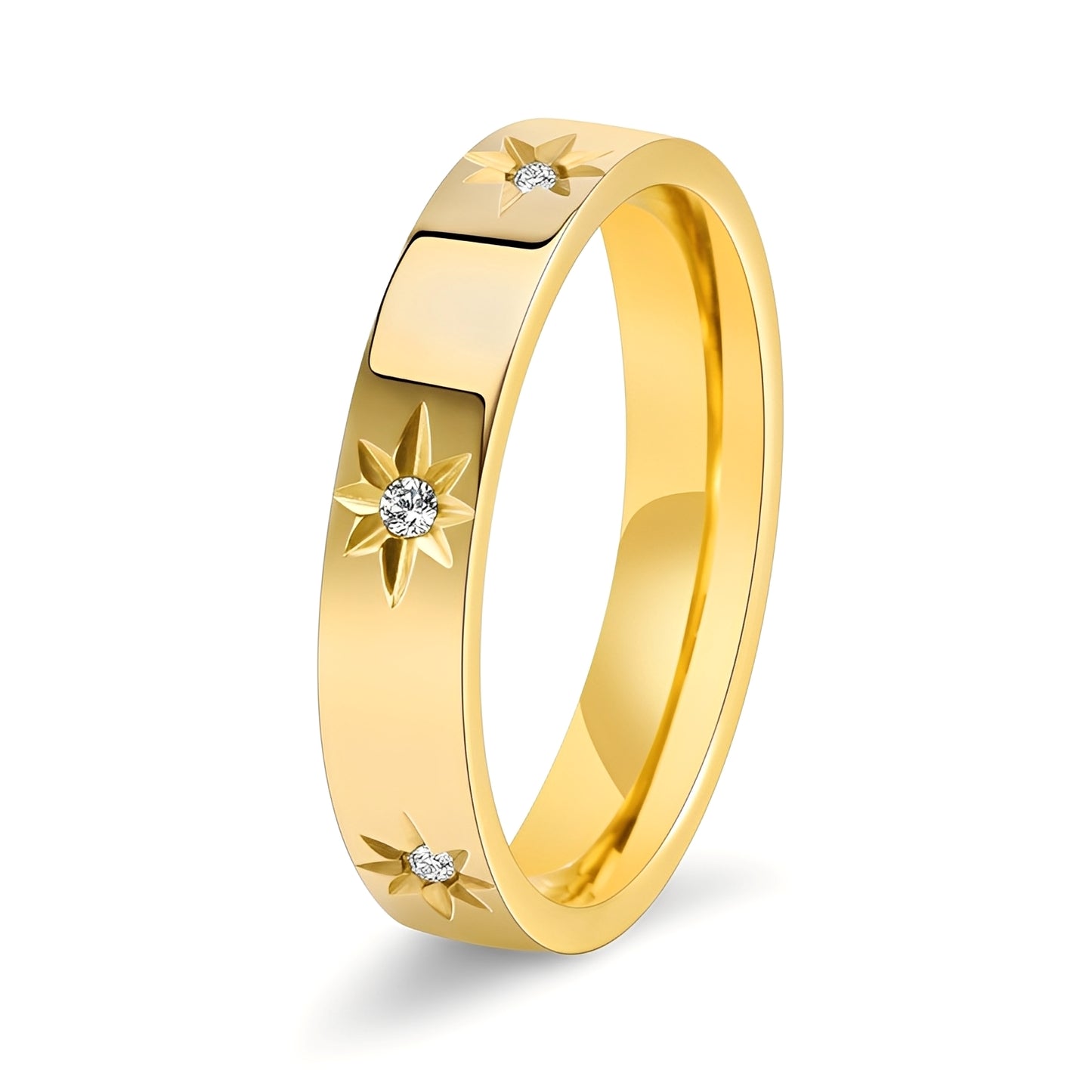 Nova – Bague Dorée Étoiles Scintillantes