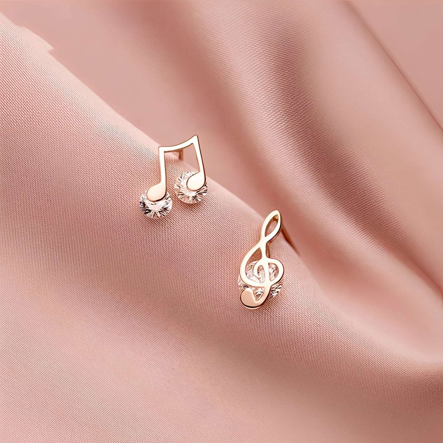 Reina – Boucles d’Oreilles Musicales en Or avec Zirconia