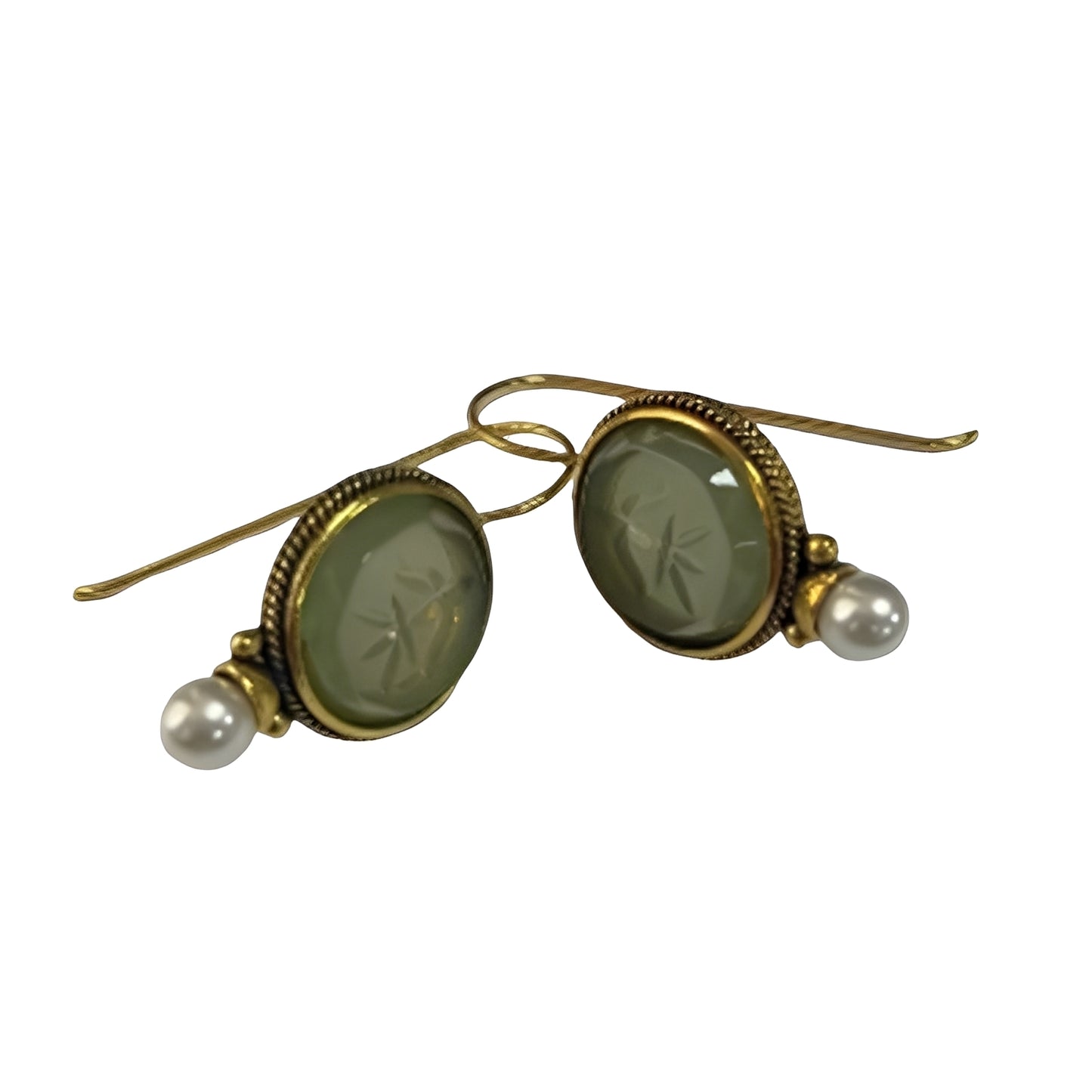 Nolwenn – Boucles Vintage Perle et Émeraude