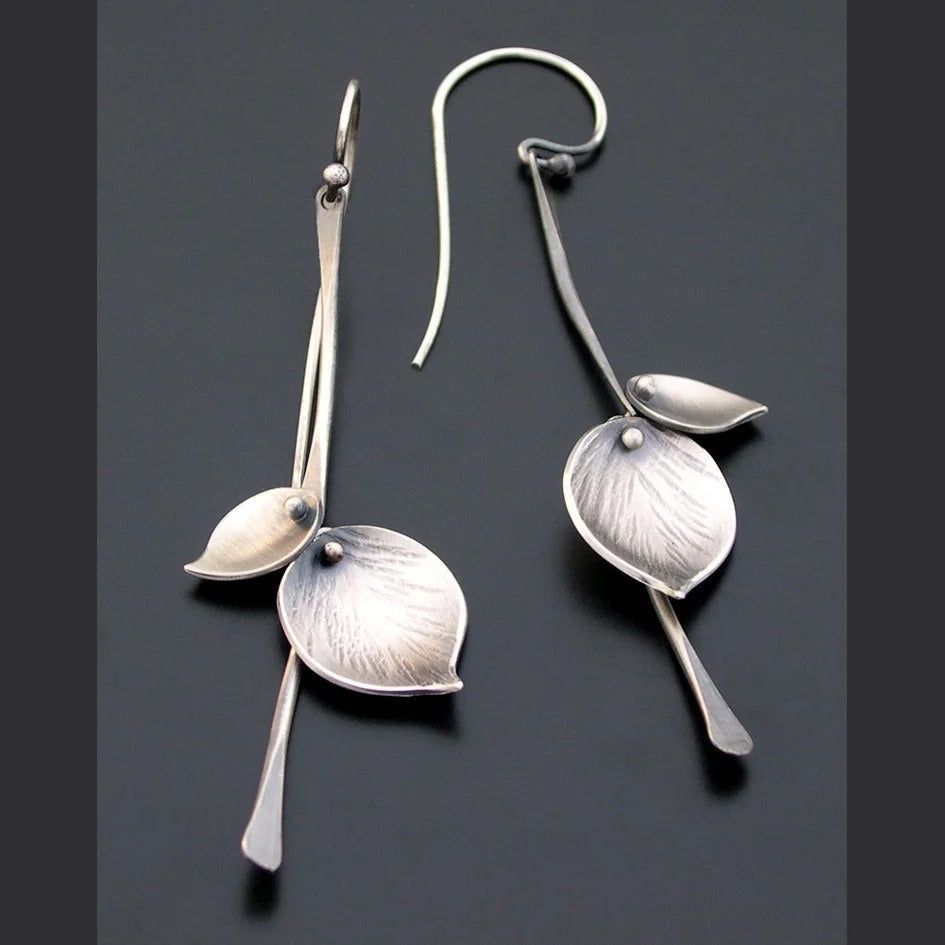 Alira – Boucles d'Oreilles Vintage Feuille en Argent