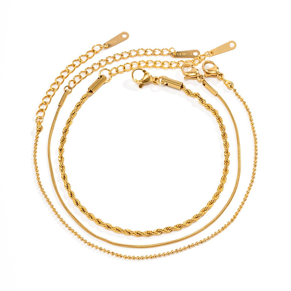 Bailey – Trio de Bracelets Fins Dorés Empilables pour Femme