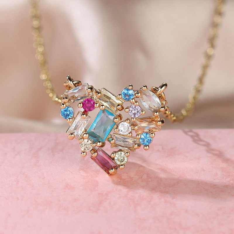Ariel – Collier Cœur en Cristal Multicolore