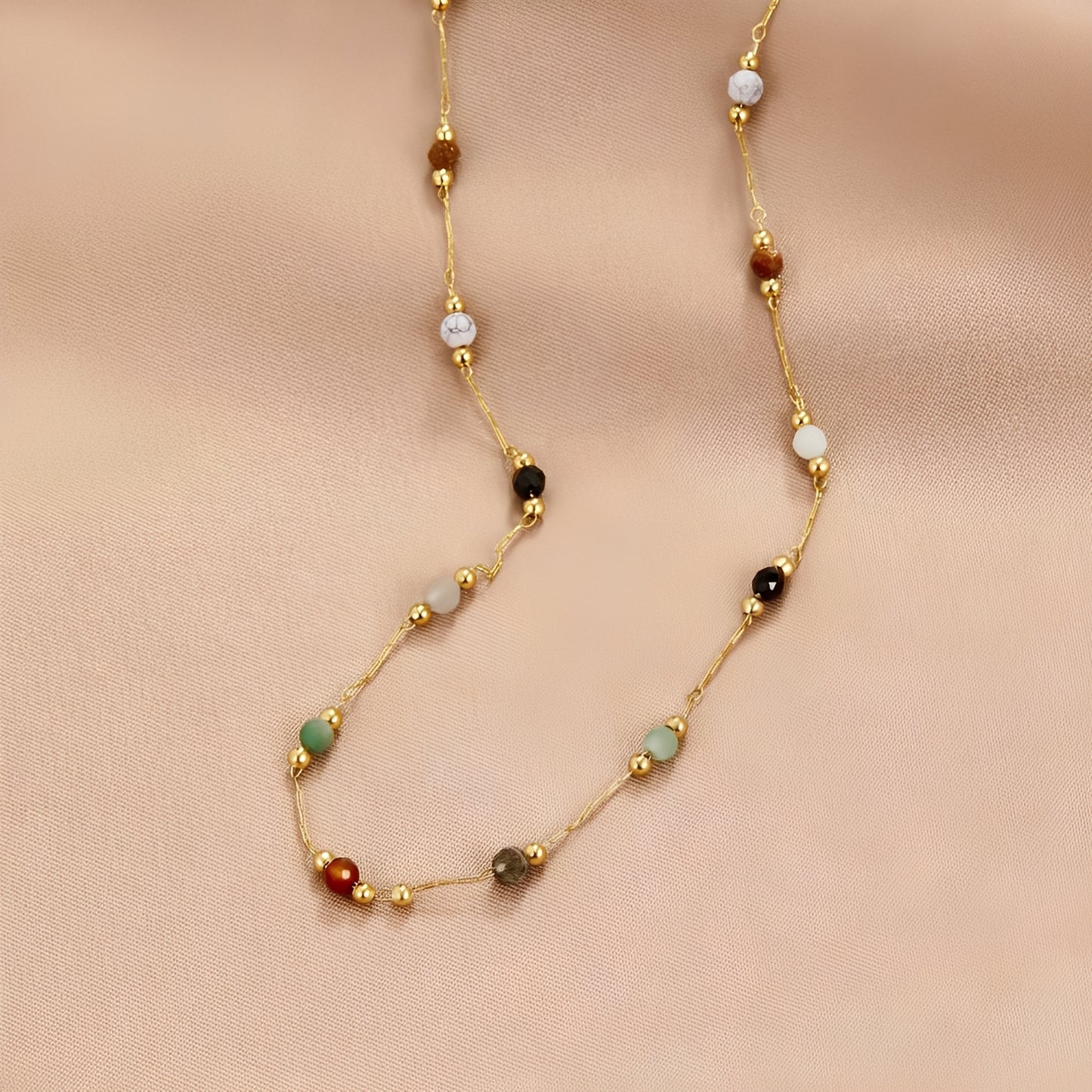 Malou – Collier Maillons Colorés avec Perles