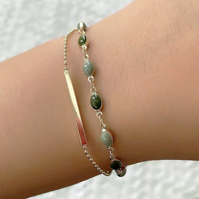 Manon – Bracelet de Pierre Verte en Or