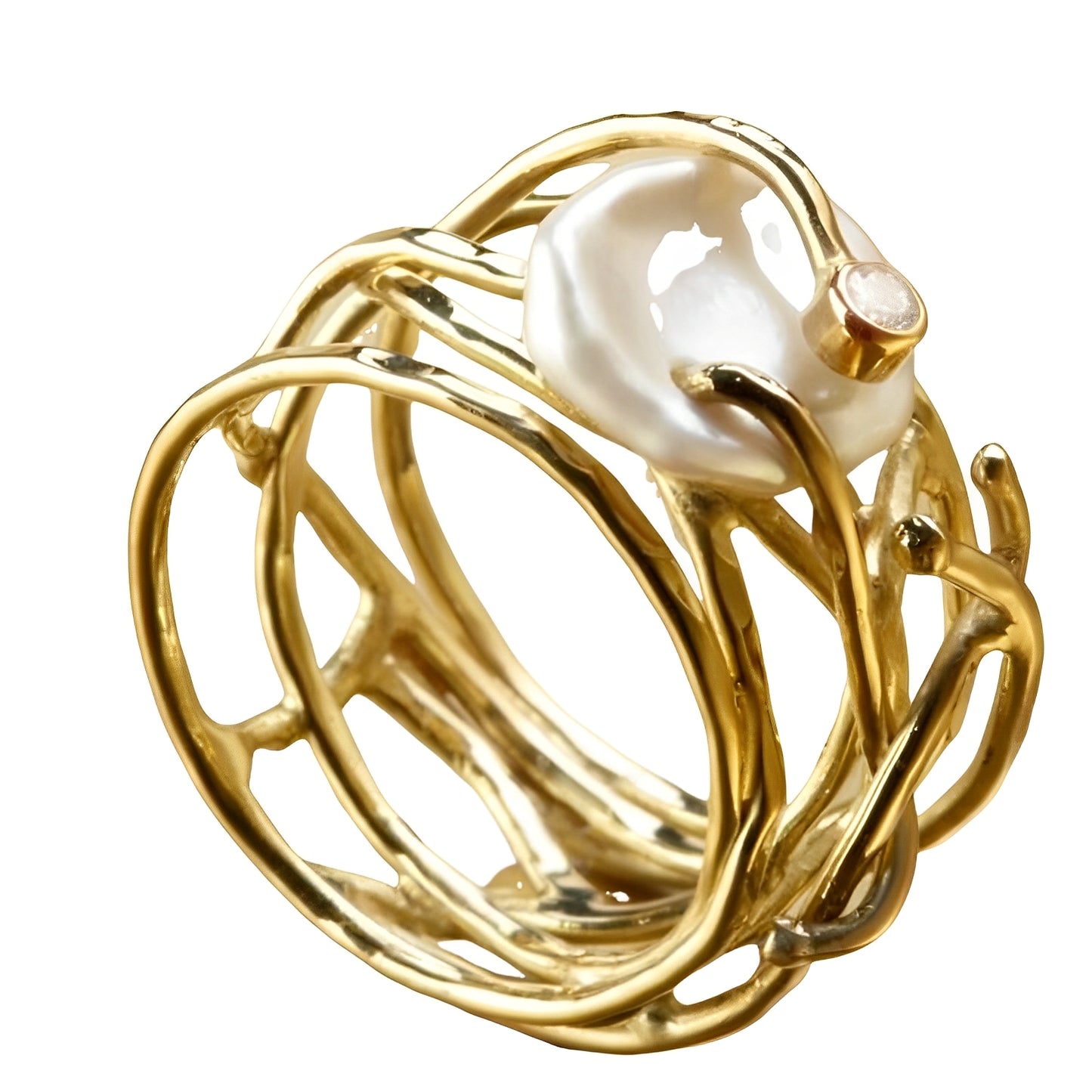 Elvyna – Bague Fine Vintage Dorée et Perle