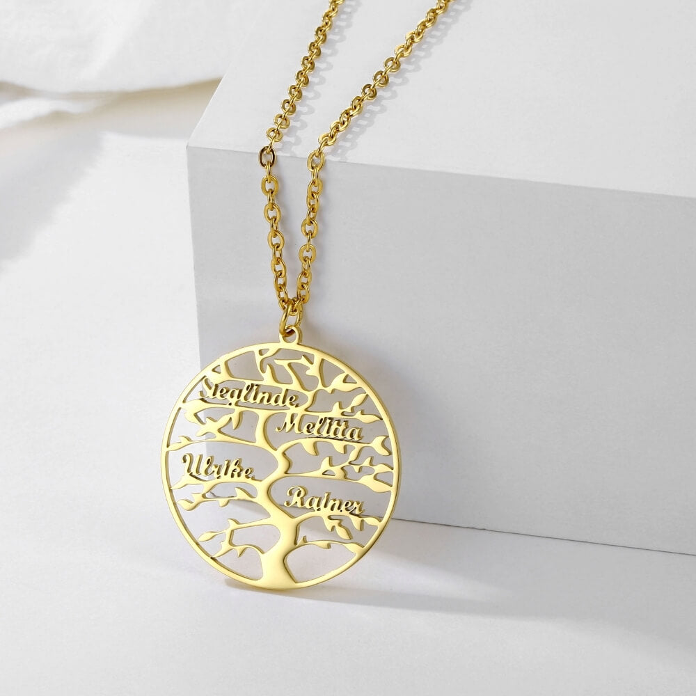 Amelina – Collier Arbre de Vie Gravé