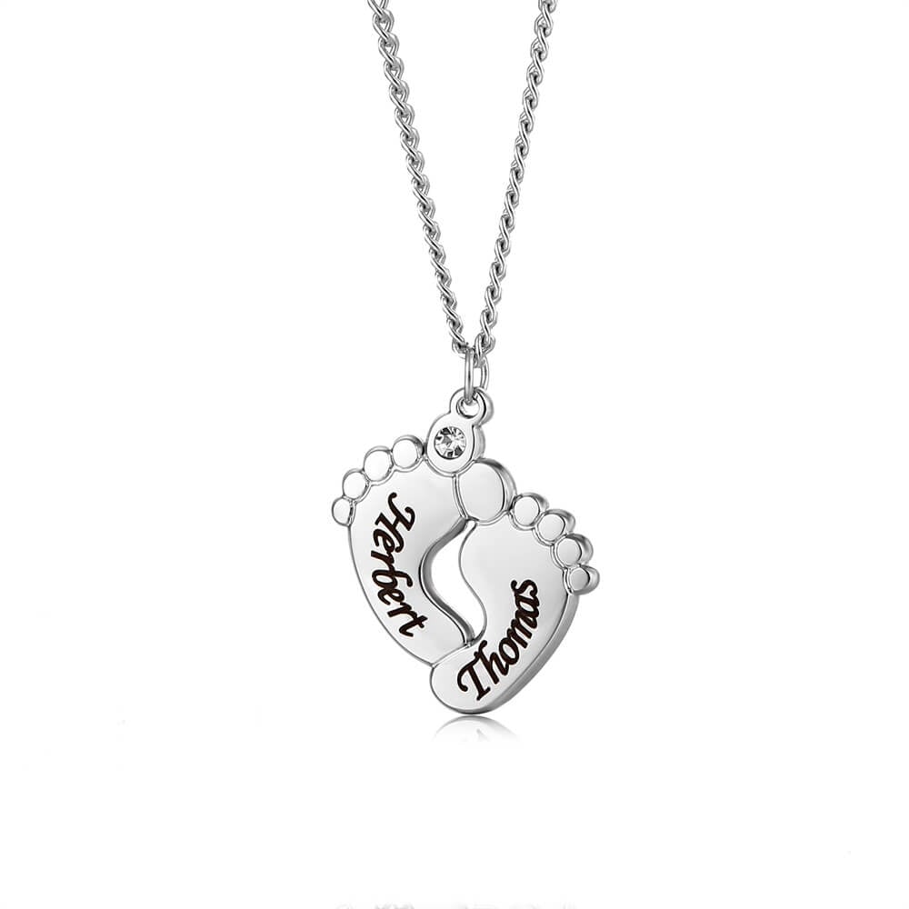 Eileen – Collier Petit Pied avec Gravure et Pierre Zirconia