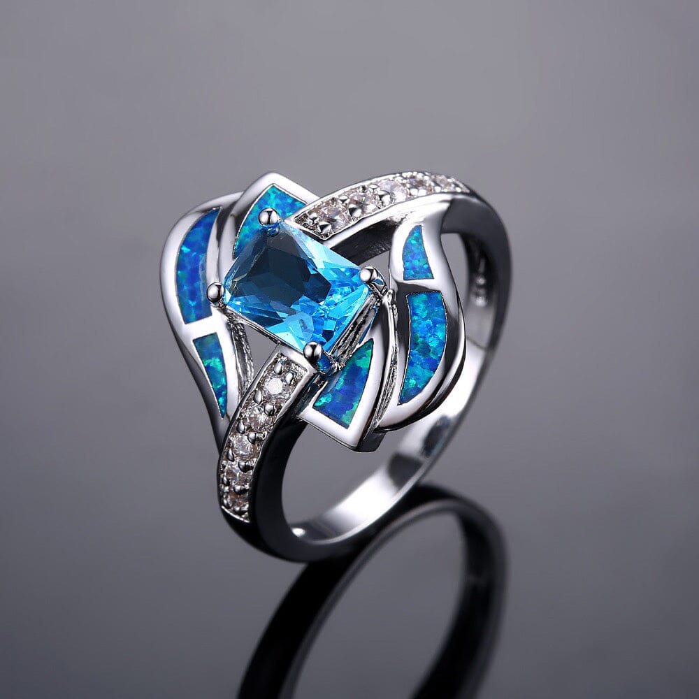 Coralie – Bague Précieuse Saphir Bleu & Opale