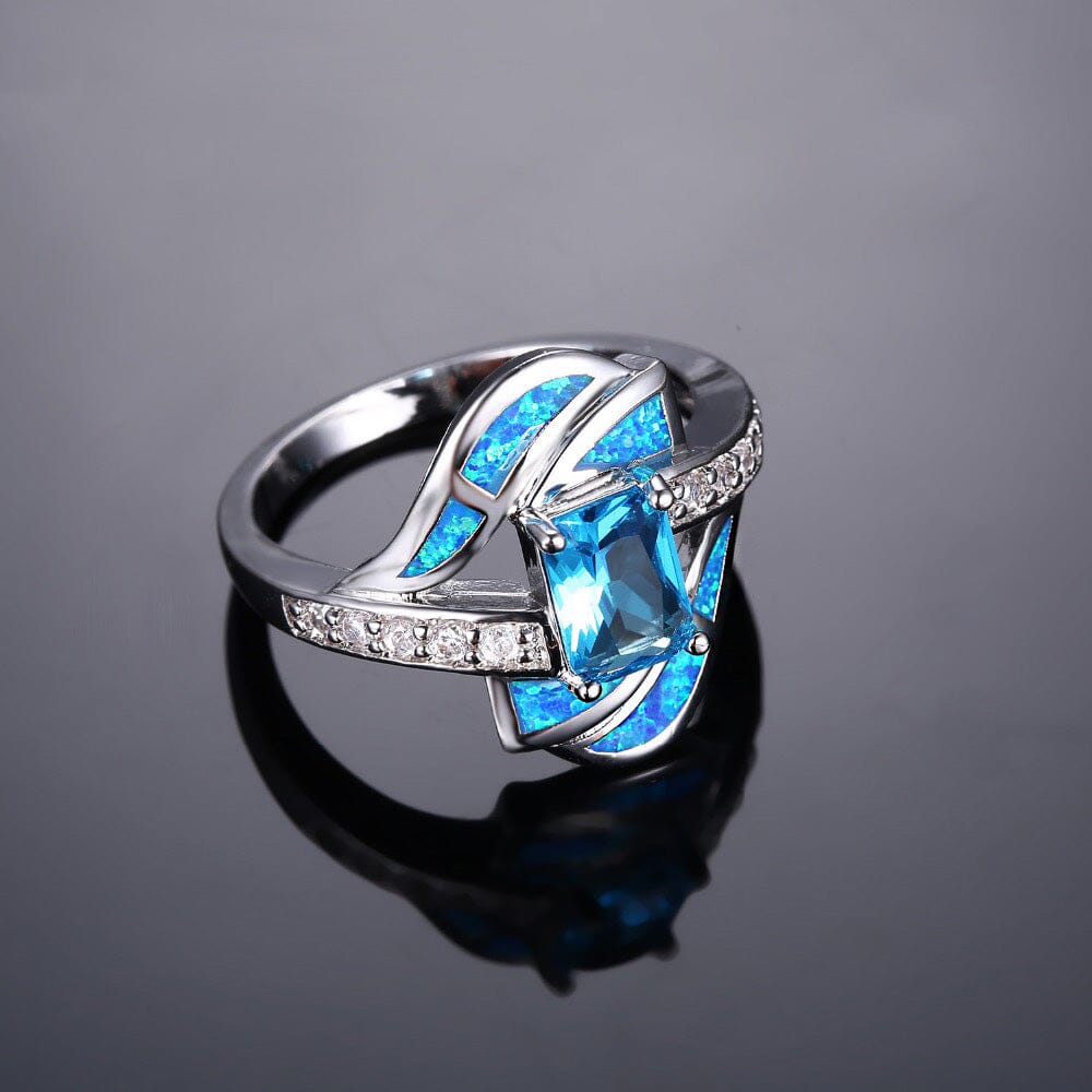 Coralie – Bague Précieuse Saphir Bleu & Opale
