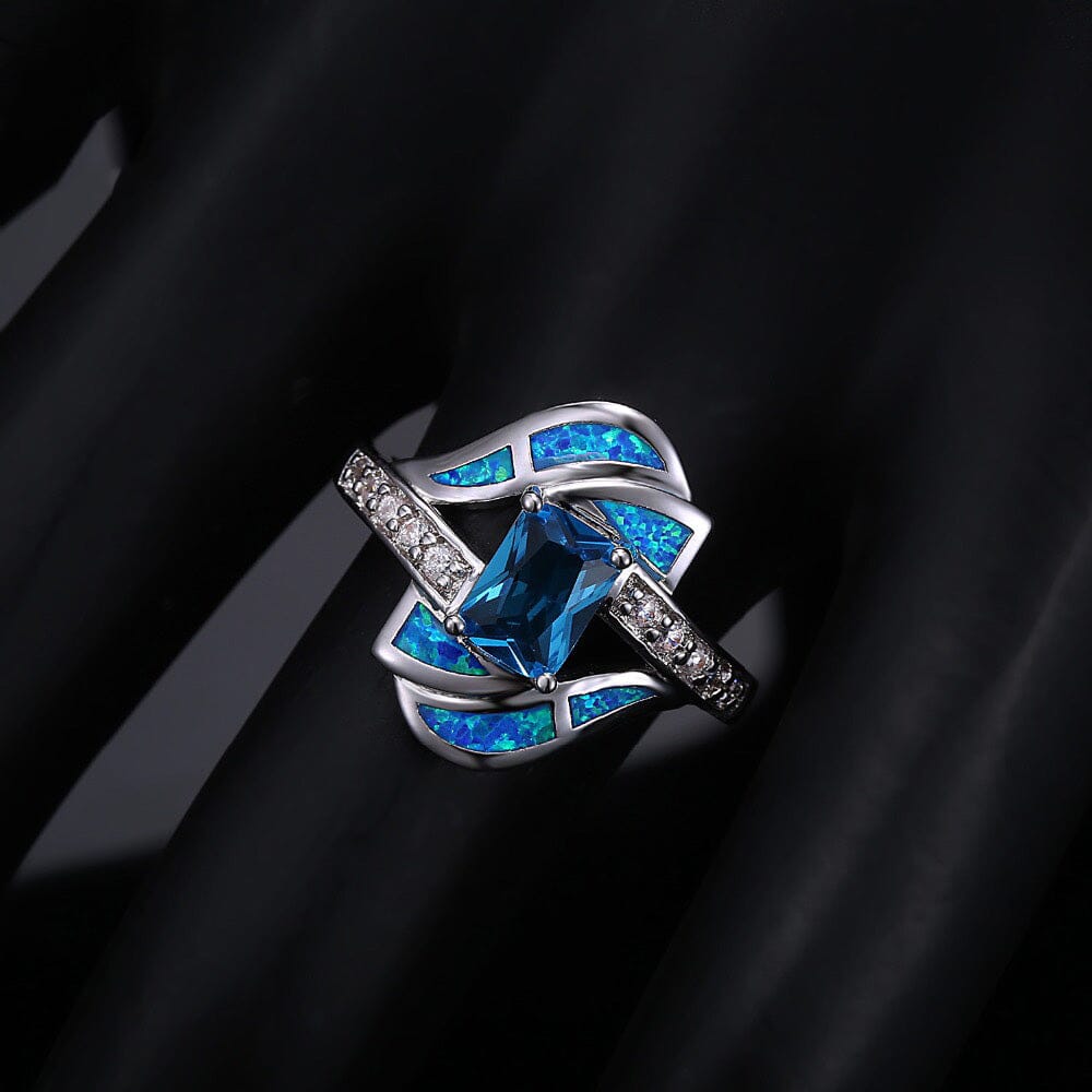 Coralie – Bague Précieuse Saphir Bleu & Opale