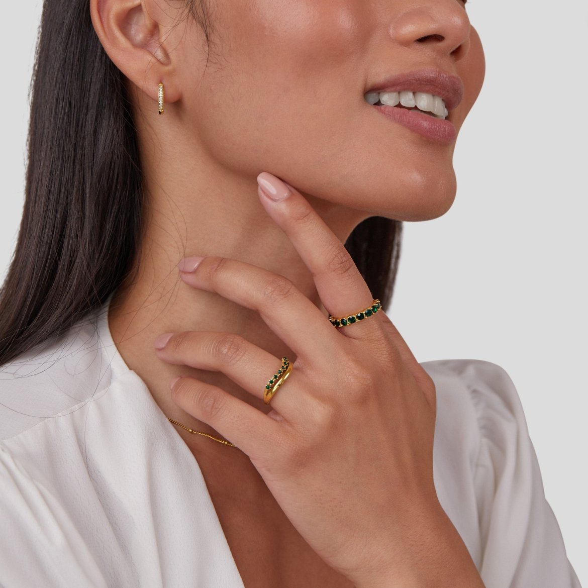 Issa – Bague Superposée Émeraude Élégante
