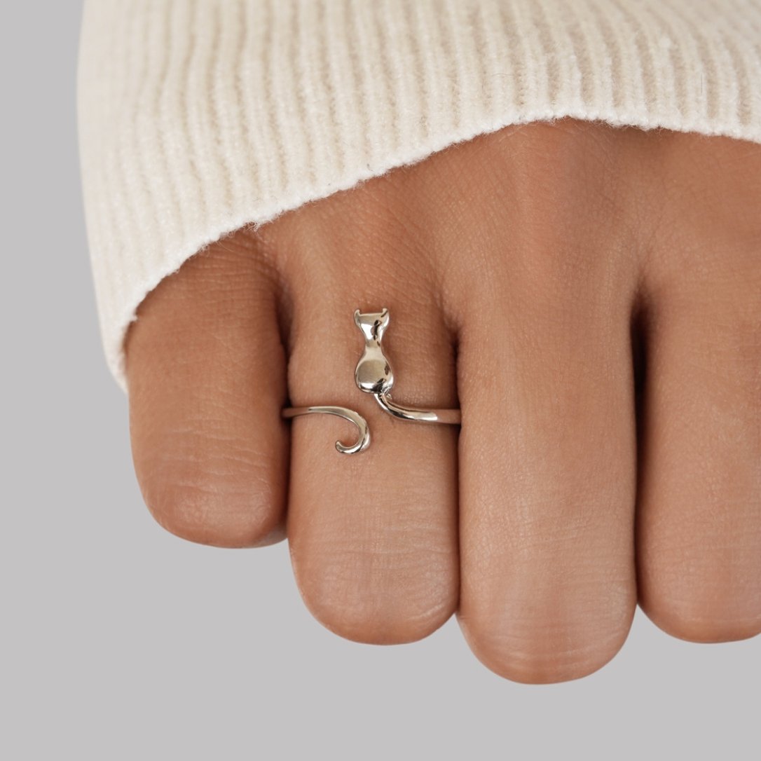 Mindy – Bague Chat Argent Mystique