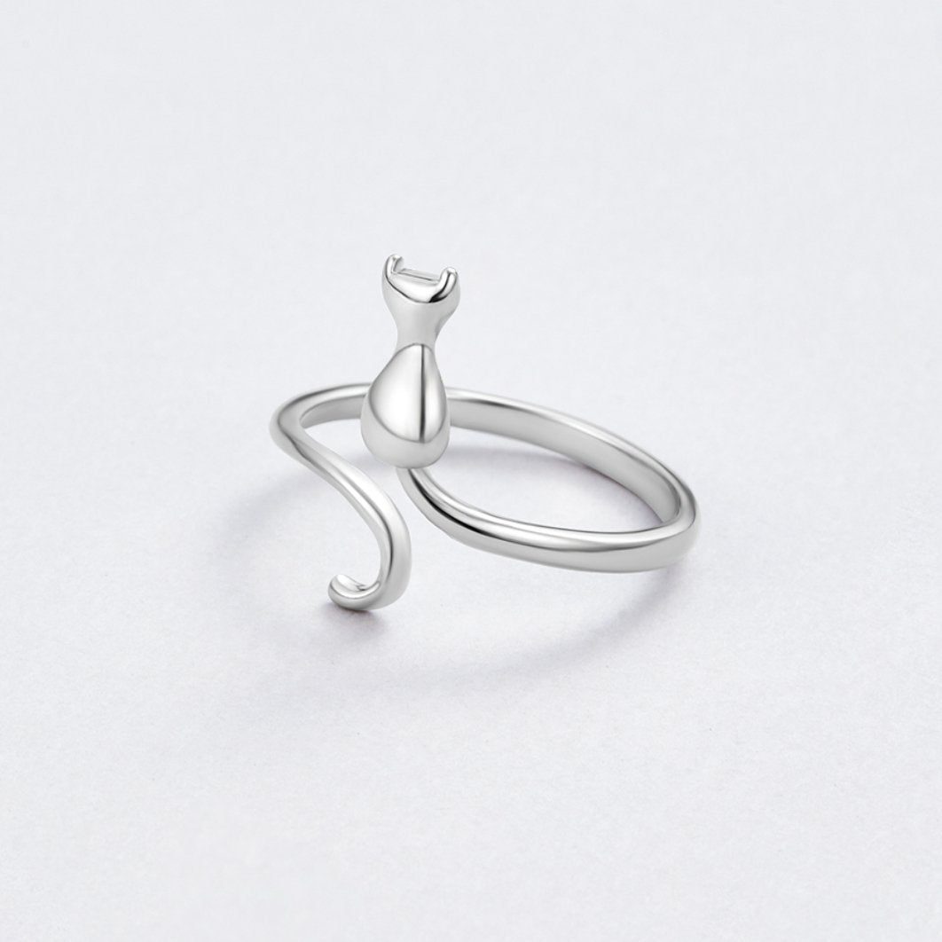 Mindy – Bague Chat Argent Mystique