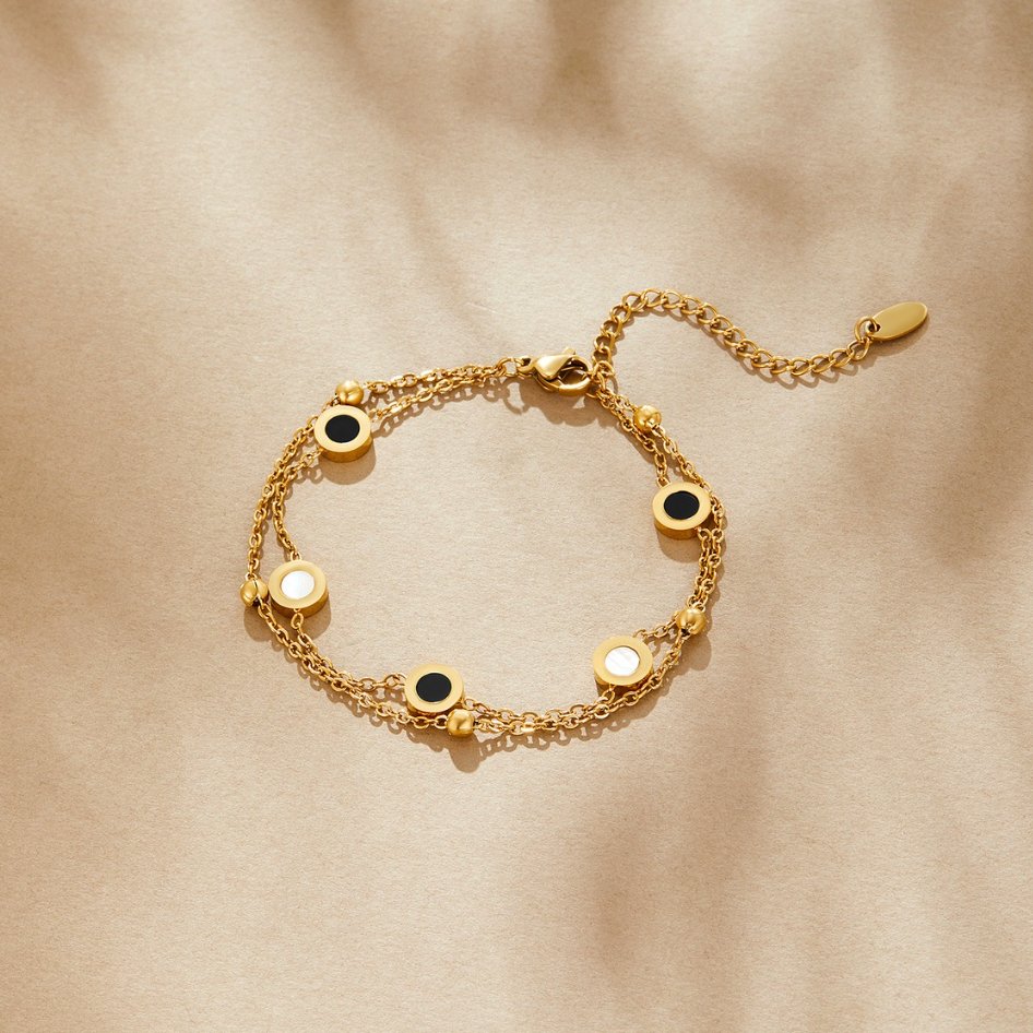 Nyra – Bracelet Onyx et Pierre Blanche