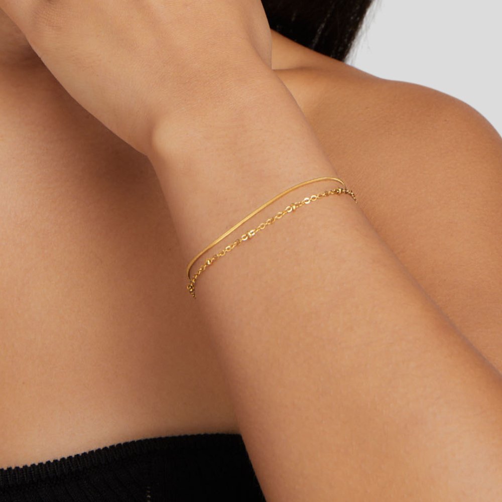Pia – Bracelet Doré à Couches