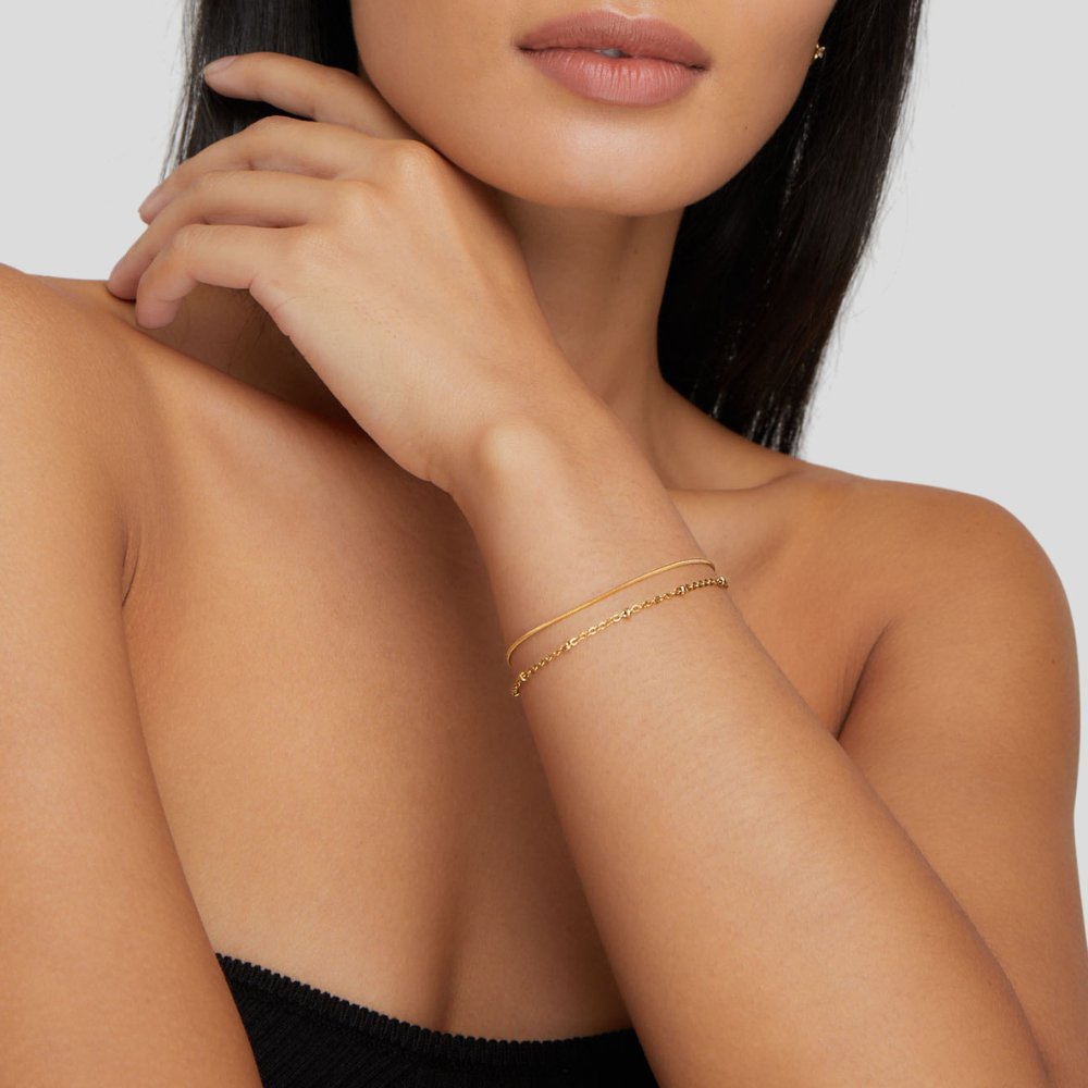 Pia – Bracelet Doré à Couches
