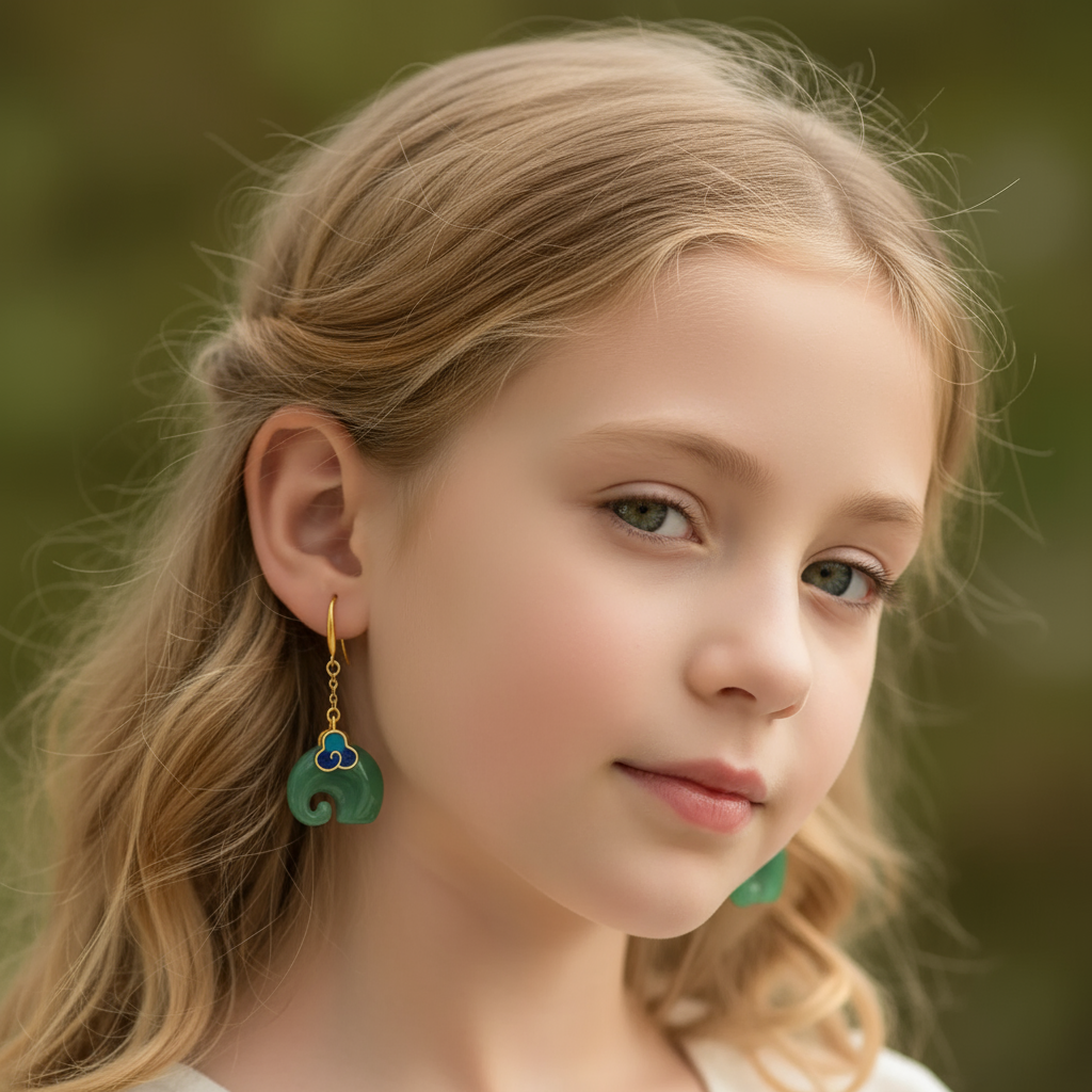 Elly – Boucles d’Oreilles Élégantes Élément Vert Rétro