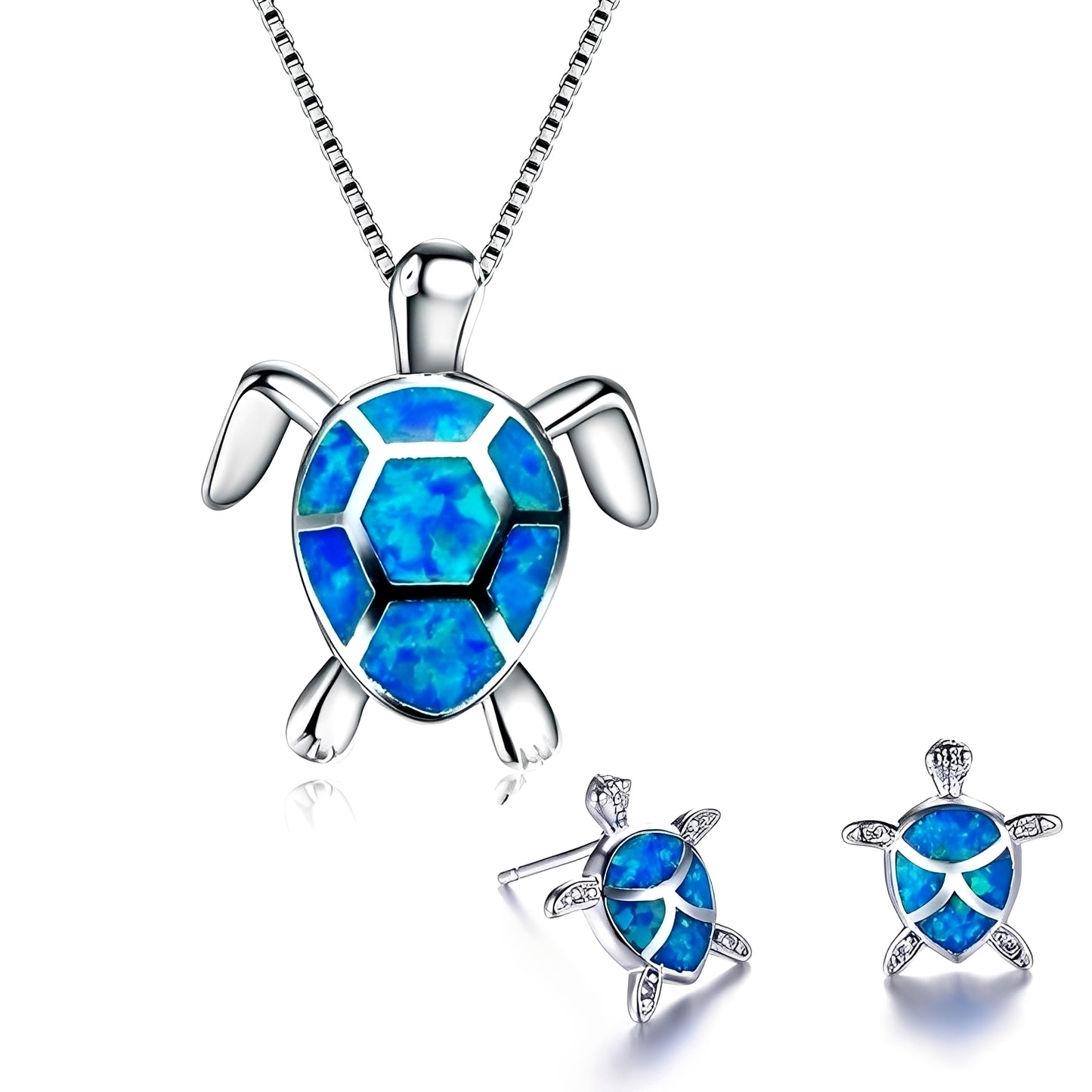 Tricia – Parure Tortue en Argent & Opale
