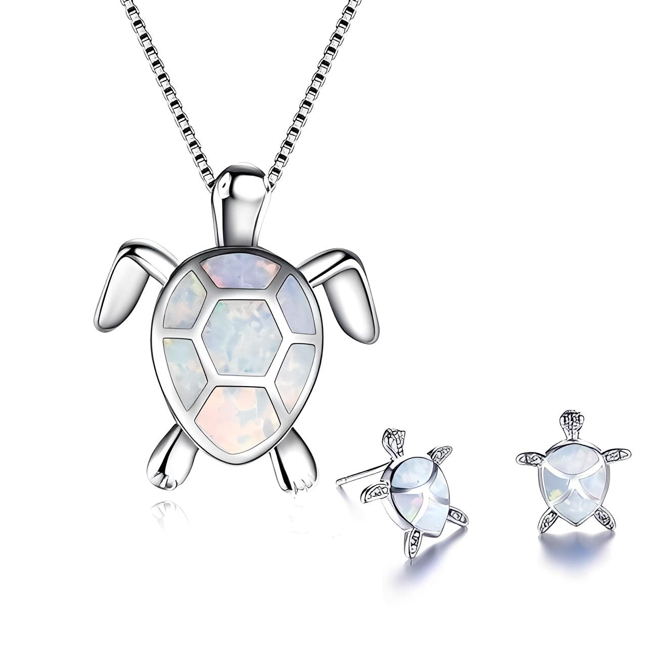 Tricia – Parure Tortue en Argent & Opale