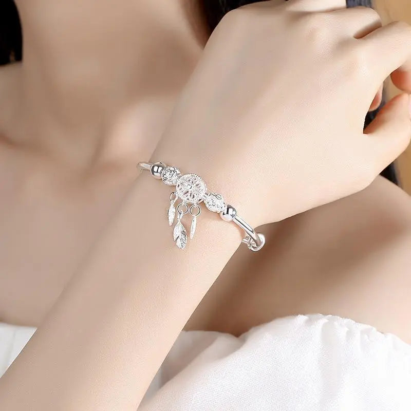 Nayeli – Bracelet Attrape-Rêves Ajustable en Argent 925