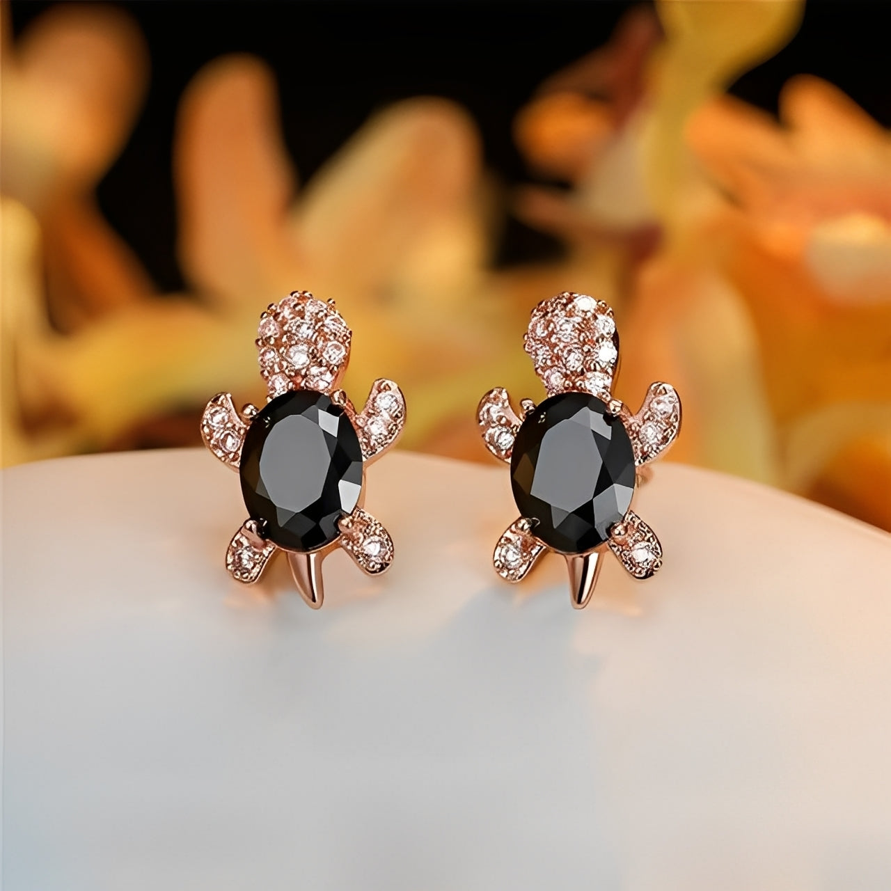 Talia – Boucles d'Oreilles Tortue de Mer en Argent et Cubic Zirconia